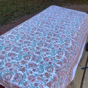 FabIndia stunning large block print dining table cover